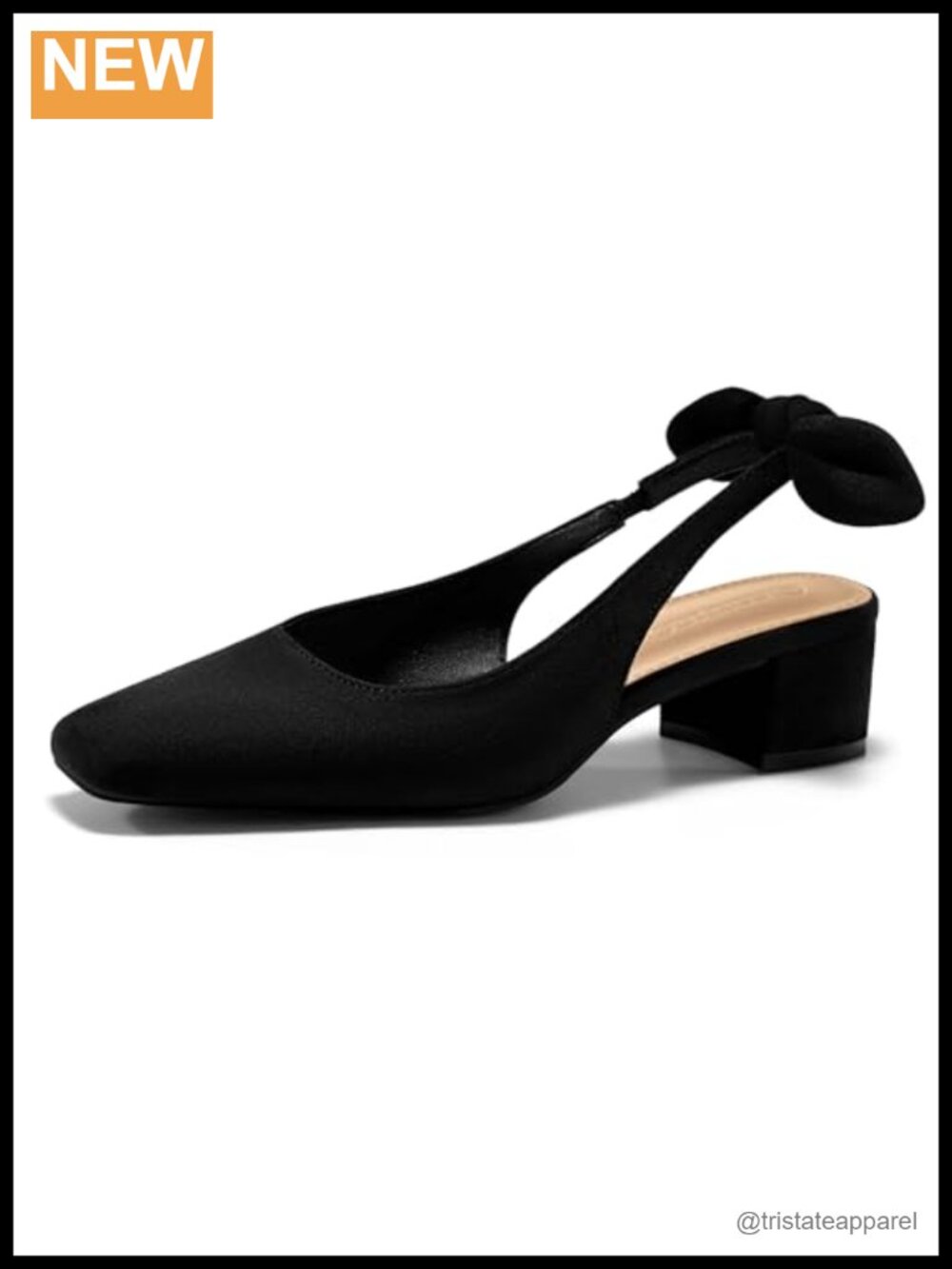 Womens Chunky Low Heels Bow Slingback Pumps Square Toe Faux Suede Dress Shoes